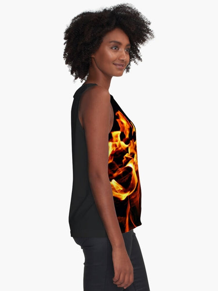 Fire flames Tank top, Casual women top, Gift for Her/Wife/Girlfriend/Mom/Aunt/Thanksgiving/Christmas/Birthday/Summer/Anniversary