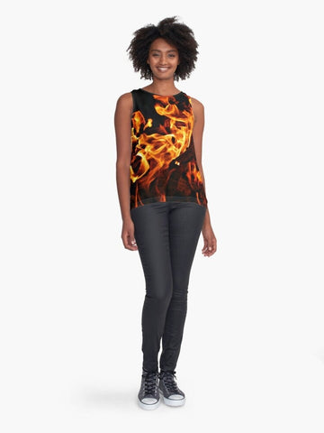 Fire flames Tank top, Casual women top, Gift for Her/Wife/Girlfriend/Mom/Aunt/Thanksgiving/Christmas/Birthday/Summer/Anniversary