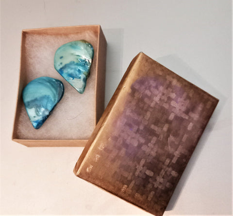 Handmade Aqua tone 3pc Jewelry Set,Butterfly Back Earrings + pendant,Gift for Birthday/Mom/Aunt/girlfriend/Christmas/Graduation/Thanksgiving