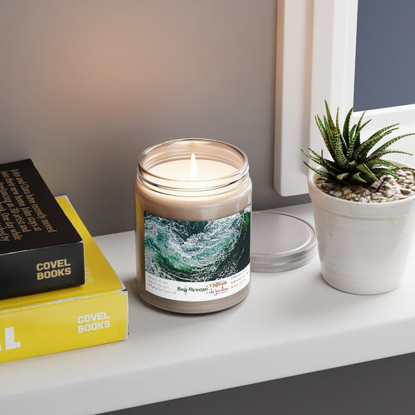 7.5oz Sea Breeze Scent Soy Wax Candle,Lasting Aromatherapy Pampering Gift for Housewarming/Graduation/Christmas/Halloween/Birthday/Bath Gift