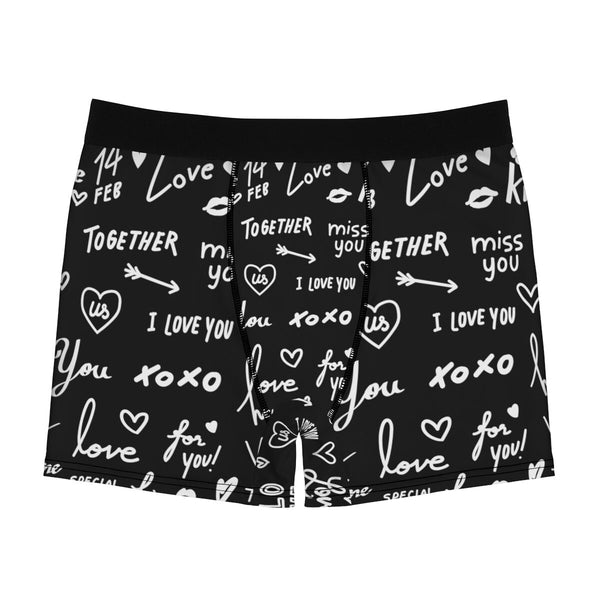 Red Black Love Notes Mens Boxer Briefs,Gift for Him/Christmas/Birthday/Engagement/Anniversary/Funny Gifts/Halloween/Thanksgiving/Valentines