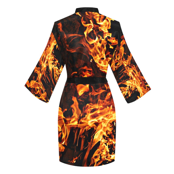 Fire flames LgSleeve Kimono Casual bathrobe,sleepwear,halloween,partywear,Gift For Her/Girlfriend/Aunt/Mom/Birthday/Valentine/Graduation