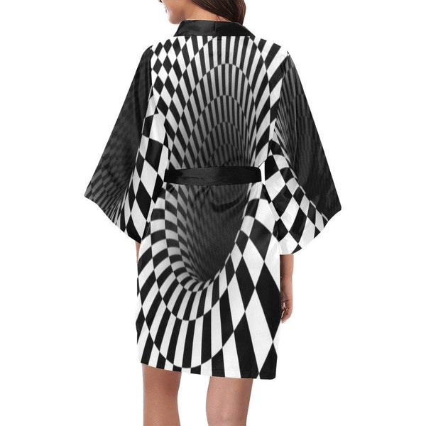 Vortex Optical illusion Lg/Short Sleeve Kimono bathrobe,sleepwear,halloween,partywear,Gift For Her/Gf/Aunt/Mom/Birthday/Valentine/Graduation