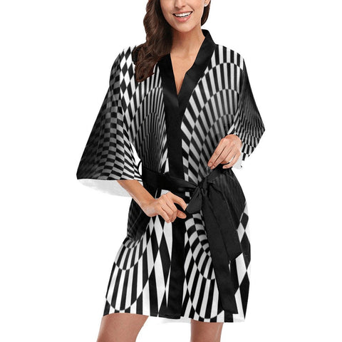 Vortex Optical illusion Lg/Short Sleeve Kimono bathrobe,sleepwear,halloween,partywear,Gift For Her/Gf/Aunt/Mom/Birthday/Valentine/Graduation