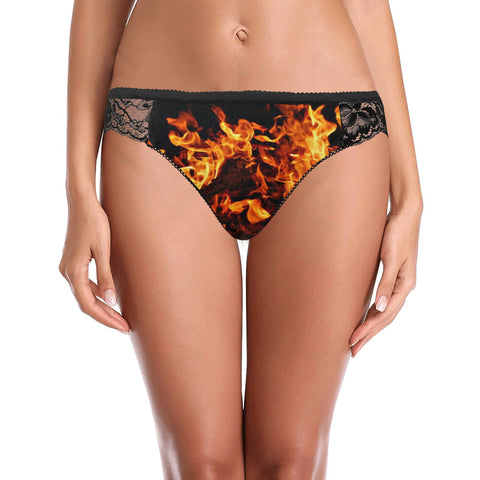 On Fire Flames Lace Lingerie Underwear,Gift for Her/Wife/Girlfriend/Aunt/Birthday/Thanksgiving/Graduation/Christmas/Valentine/Halloween