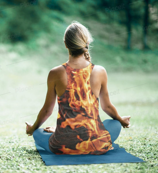 Fire flames Racerback Tank top, Casual women top, Gift for Her/Wife/Girlfriend/Mom/Aunt/Thanksgiving/Christmas/Birthday/Summer/Anniversary