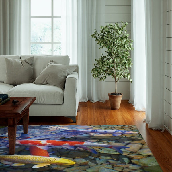 9 Lucky Kois pond water lily Area Rug, home decor, Housewarming/Easter Gift, Mothers Day Gift, Birthday Gifts for him/Her,Game room gifts