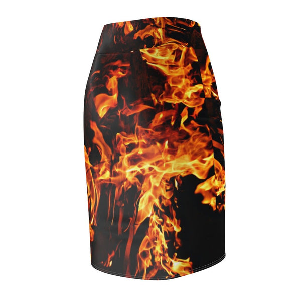 Pencil Skirt Fire Flames All Occasion,Gift for HER/Mom/Aunt/Girlfriend/Christmas/Birthday/Halloween/Thanksgiving/NewYear/Graduation/Office