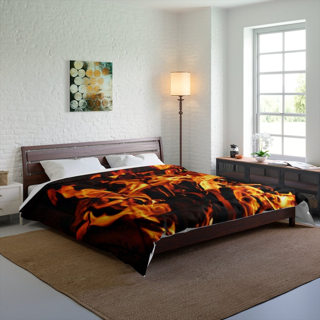 Comforter Fire flames King Queen Twin Microfiber,Gifts for Housewarming/Mothers Day/Fathers Day/Halloween/Thanksgiving/Birthday/Graduation