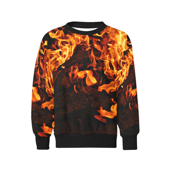Kids Sweatshirt Fire Flames,Gift for Christmas/Thanksgiving/Birthday/Graduation/Halloween/Housewarming/NewYear/Back To School