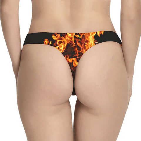 On Fire Flames Thong Lingerie Underwear,Gift for Her/Wife/Girlfriend/Aunt/Birthday/Thanksgiving/Graduation/Christmas/Valentine/Halloween