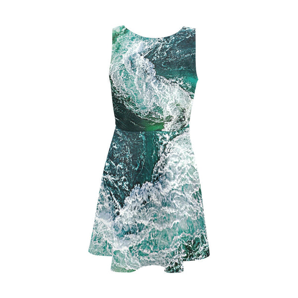 Ocean Waves Youth Girls Sun Dress,Casual Athletic,Gift For Her/Mom/Anniversary/Wife/Gf/Aunt/Birthday,Valentine/Thanksgiving/Halloween/Grad
