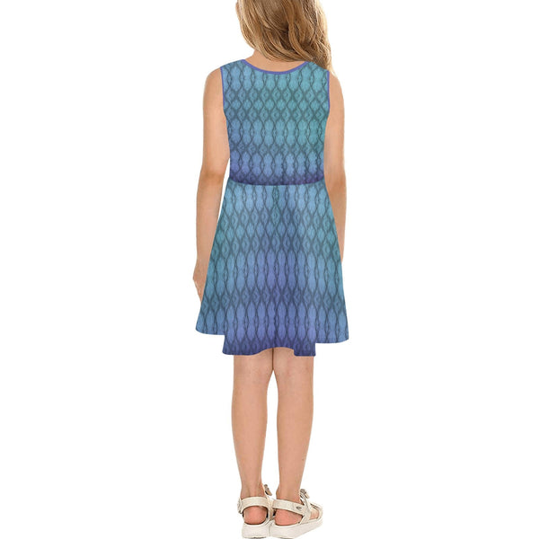 2tone Turquoise Youth Girls Sun Dress,Gift For Her/Mom/Anniversary/Wife/Gf/Aunt/Birthday,Valentine/Thanksgiving/Halloween/Graduation/Back2ch