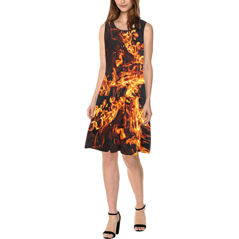 Fire flames Spliced Shift Dress,Casual/Formal,Gift For Her/Mom/Anniversary/Wife/Girlfren/Aunt/Mom,Birthday,Valentine/Thanksgiving/Halloween