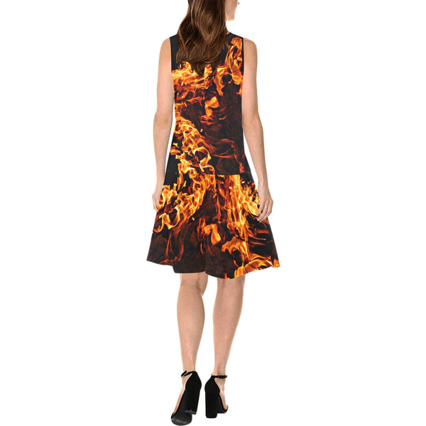 Fire flames Spliced Shift Dress,Casual/Formal,Gift For Her/Mom/Anniversary/Wife/Girlfren/Aunt/Mom,Birthday,Valentine/Thanksgiving/Halloween