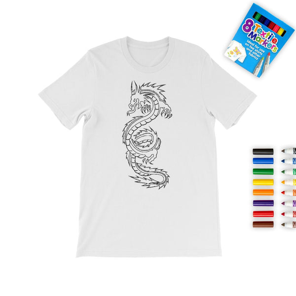 Lucky Dragon Coloring T-Shirt,Flying Fire Dragon Claw,Kid/Adult,Gift for Christmas/Birthday/Anniversary/Back To School/Teacher/Thanksgiving
