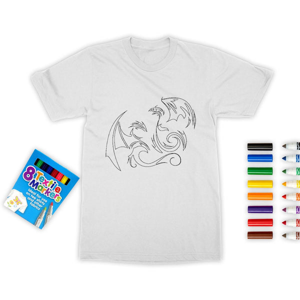 Lucky Dragon & Phoenix Coloring T-Shirt,Kid/Adult,Gift for Christmas/Birthday/Anniversary/Back To School/Teacher/Thanksgiving/Creative Kids