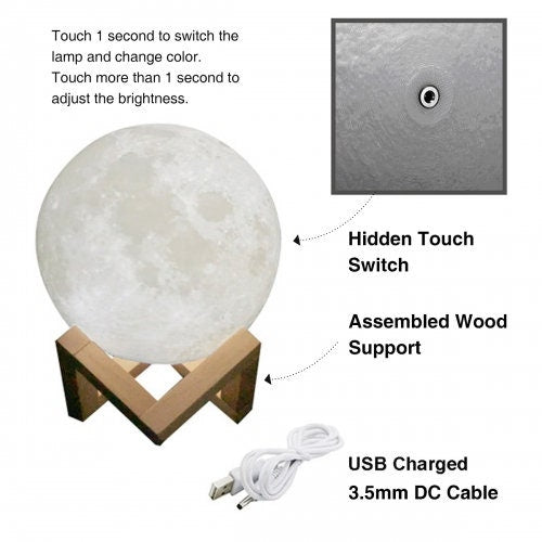Engraved Moon Textured LED Lamp,Your own pic/text,Touch Lamp,Custom Gift for Christmas/Anniversary/Housewarming/Birthday/New Year/Graduation