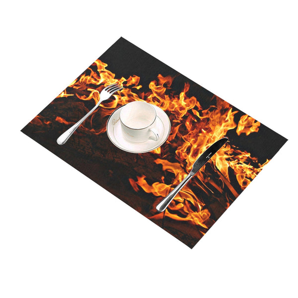 2-4-6pc Set Fire flames Placemats,Mothers Day Gift,Birthday/housewarming/Fathers Day gift,Graduation gifts,hot halloween gifts