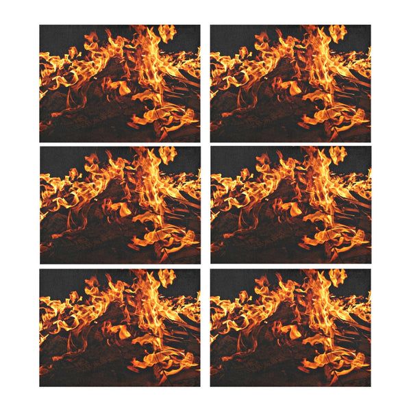 2-4-6pc Set Fire flames Placemats,Mothers Day Gift,Birthday/housewarming/Fathers Day gift,Graduation gifts,hot halloween gifts