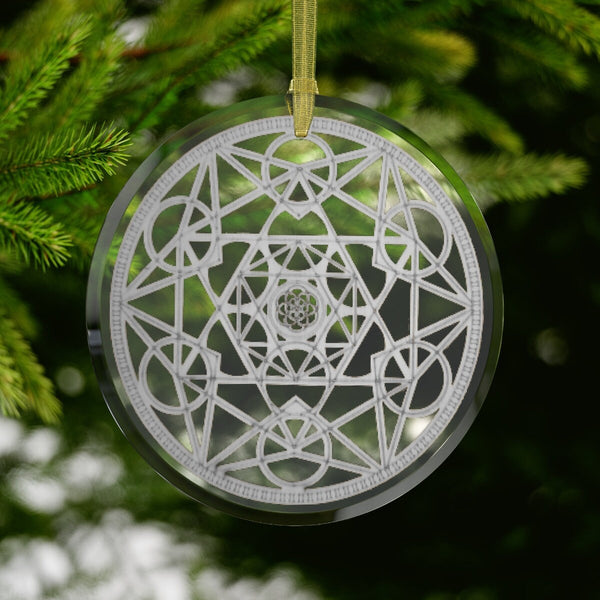 Ceramic Metatron Cube Sacred Geometry Silver/Gold Ornament, Gift for Birthday/Christmas/Meditation/Housewarming/Anniversary/Graduation/Yoga
