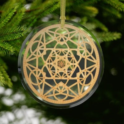 Ceramic Metatron Cube Sacred Geometry Silver/Gold Ornament, Gift for Birthday/Christmas/Meditation/Housewarming/Anniversary/Graduation/Yoga