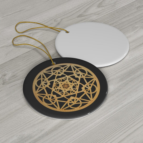 Ceramic Metatron Cube Sacred Geometry Silver/Gold Ornament, Gift for Birthday/Christmas/Meditation/Housewarming/Anniversary/Graduation/Yoga