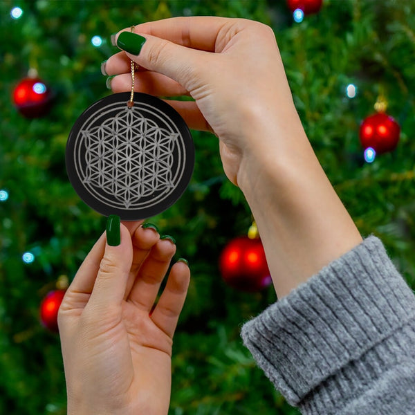 Ceramic Flower of Life Sacred Geometry Christmas Ornament, Gift for Birthday/Christmas/Meditation/Housewarming/Anniversary/Graduation/Yoga