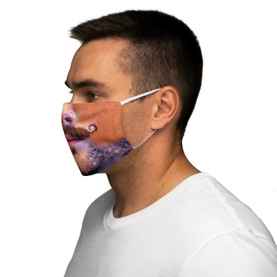 Sexy HandleBar Moustache Face Mask 3D Printed Realistic Expression Unisex Fabric Mask for adults/kids. Reusable Washable