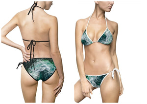 Ocean Waves 2pc Bikini Swimwear,Swim gear Gift for Her/Wife/Girlfriend/Mom/Aunt/Thanksgiving/Christmas/Birthday/Summer/Vacation/Holiday