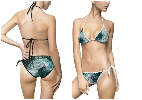 Ocean Waves 2pc Bikini Swimwear,Swim gear Gift for Her/Wife/Girlfriend/Mom/Aunt/Thanksgiving/Christmas/Birthday/Summer/Vacation/Holiday