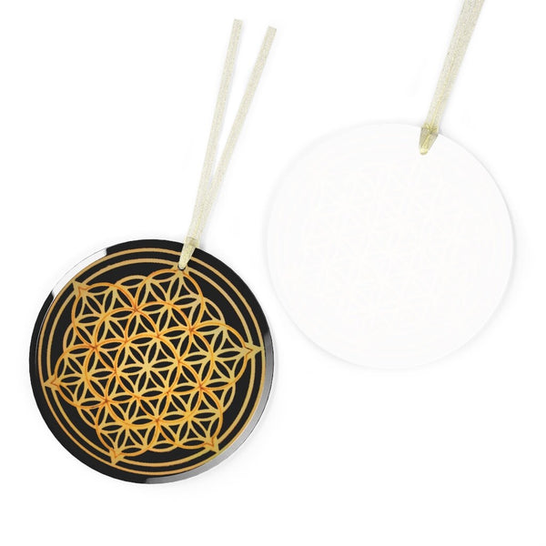 Glass Flower of Life Silver/Gold  Sacred Geometry Ornament, Gift for Birthday/Christmas/Meditation/Housewarming/Anniversary/Graduation/Yoga