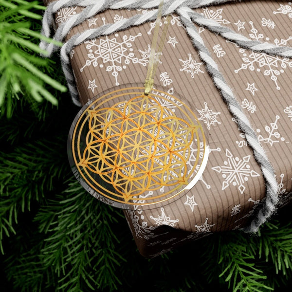 Glass Flower of Life Silver/Gold  Sacred Geometry Ornament, Gift for Birthday/Christmas/Meditation/Housewarming/Anniversary/Graduation/Yoga