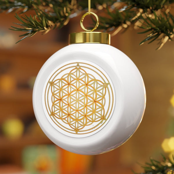 Christmas Ball Flower of Life Silver/Gold Sacred Geometry Ornament,Gift for Birthday/Christmas/Meditation/Housewarming/Graduation/Yoga room