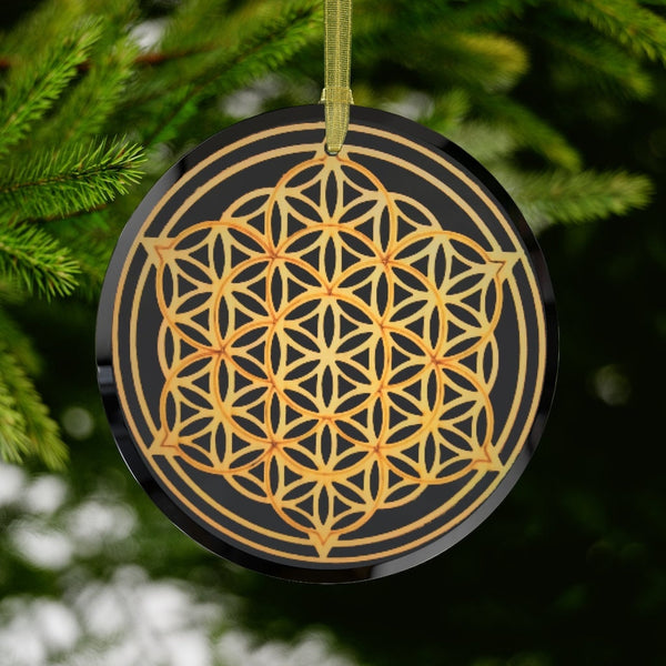 Christmas Ball Flower of Life Silver/Gold Sacred Geometry Ornament,Gift for Birthday/Christmas/Meditation/Housewarming/Graduation/Yoga room