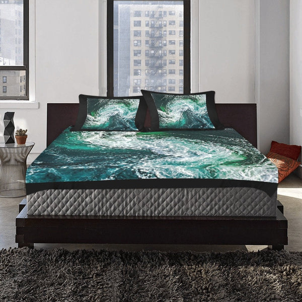 Ocean Waves Printed 3pc Bedding Set,King/Queen/Twin Duvet Cover+pillow shams,Gift for Housewarming/Anniversary/Ocean Lovers/Birthday/Grad