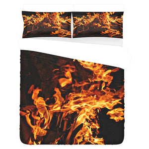 Fire Flames Printed 3pc Bedding Set,King/Queen/Twin Duvet Cover+pillow shams,Gift for Housewarming/Anniversary/Ocean Lovers/Birthday/Grad