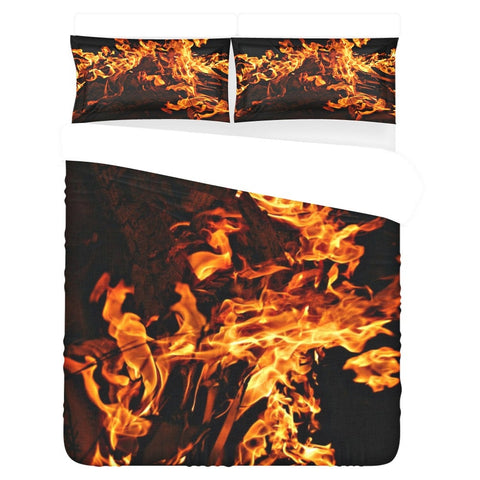 Fire Flames Printed 3pc Bedding Set,King/Queen/Twin Duvet Cover+pillow shams,Gift for Housewarming/Anniversary/Ocean Lovers/Birthday/Grad