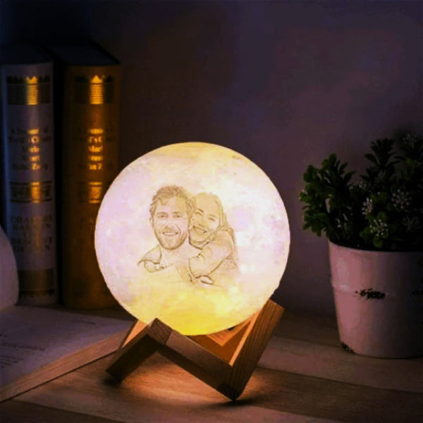 Engraved Moon Textured LED Lamp,Your own pic/text,Touch Lamp,Custom Gift for Christmas/Anniversary/Housewarming/Birthday/New Year/Graduation
