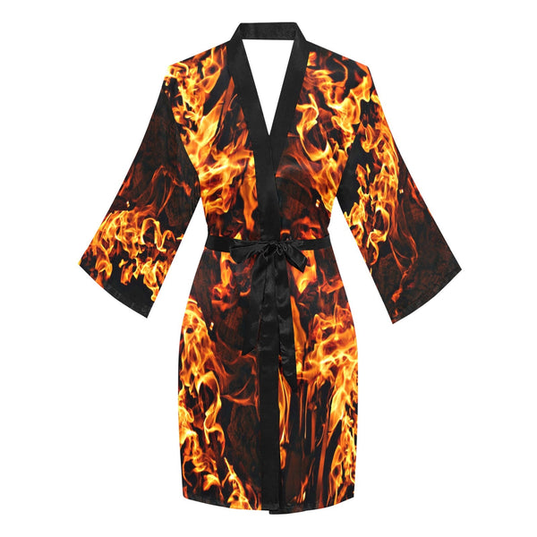 Fire flames LgSleeve Kimono Casual bathrobe,sleepwear,halloween,partywear,Gift For Her/Girlfriend/Aunt/Mom/Birthday/Valentine/Graduation
