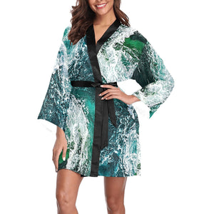 Ocean Waves Short/Long Sleeve Kimono Casual bathrobe,sleepwear,halloween,partywear,Gift For Her/Gf/Aunt/Mom/Birthday/Valentine/Graduation