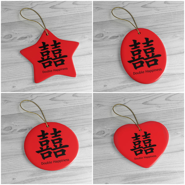 Good Fortune Chinese symbol Ceramic Ornament,Christmas/Birthday/New Year/Thanksgiving gift,good fortune,love,double happiness,luck,longevity