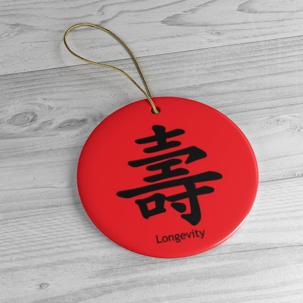Longevity Chinese symbol Ceramic Ornament,Christmas/Birthday/New Year/Thanksgiving gift,good fortune,love,double happiness,luck,longevity