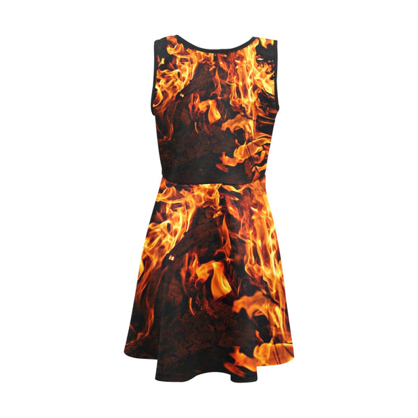 Fire flames Youth Girls Sun Dress,Casual Athletic,Gift For Her/Mom/Anniversary/Wife/Gf/Aunt/Birthday,Valentine/Thanksgiving/Halloween/Grad