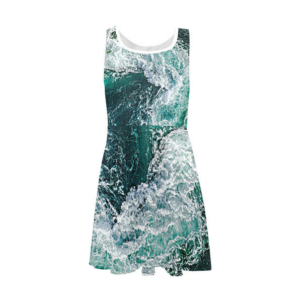 Ocean Waves Youth Girls Sun Dress,Casual Athletic,Gift For Her/Mom/Anniversary/Wife/Gf/Aunt/Birthday,Valentine/Thanksgiving/Halloween/Grad