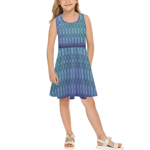 2tone Turquoise Youth Girls Sun Dress,Gift For Her/Mom/Anniversary/Wife/Gf/Aunt/Birthday,Valentine/Thanksgiving/Halloween/Graduation/Back2ch