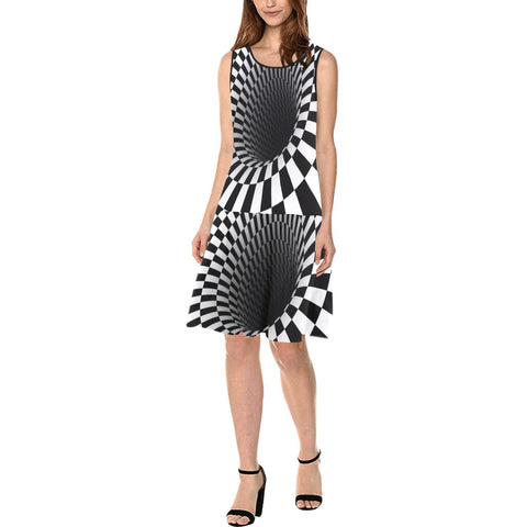 Checker Vortex Spliced Shift Dress,Casual/Formal,Gift For Her/Mom/Anniversary/Wife/GirlfrAunt/Mom,Birthday,Valentine/Thanksgiving/Halloween