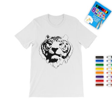 2022 Year of Tiger Head Coloring T-Shirt,Kid/Adult,Gift for Christmas/Birthday/Anniversary/Back To School/Teacher/Thanksgiving/Creative Kids