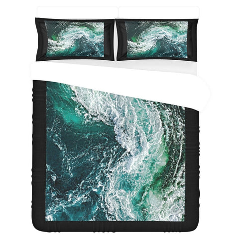 Ocean Waves Printed 3pc Bedding Set,King/Queen/Twin Duvet Cover+pillow shams,Gift for Housewarming/Anniversary/Ocean Lovers/Birthday/Grad