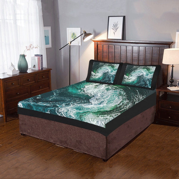 Ocean Waves Printed 3pc Bedding Set,King/Queen/Twin Duvet Cover+pillow shams,Gift for Housewarming/Anniversary/Ocean Lovers/Birthday/Grad